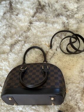 Classic Brown Checker Dome Satchel - Designer Style